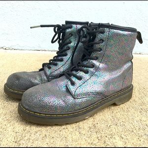 SOLD! Dr. Martens Holographic Silver boots 5